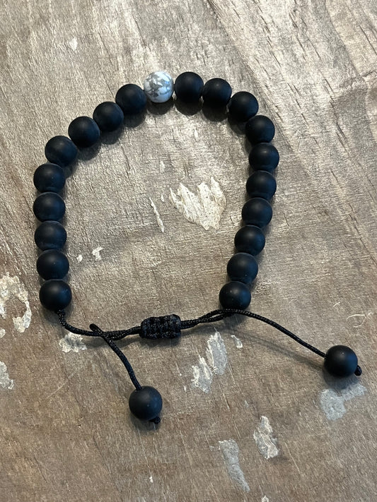 Onyx and Howlite Friendship Beaded Bracelets