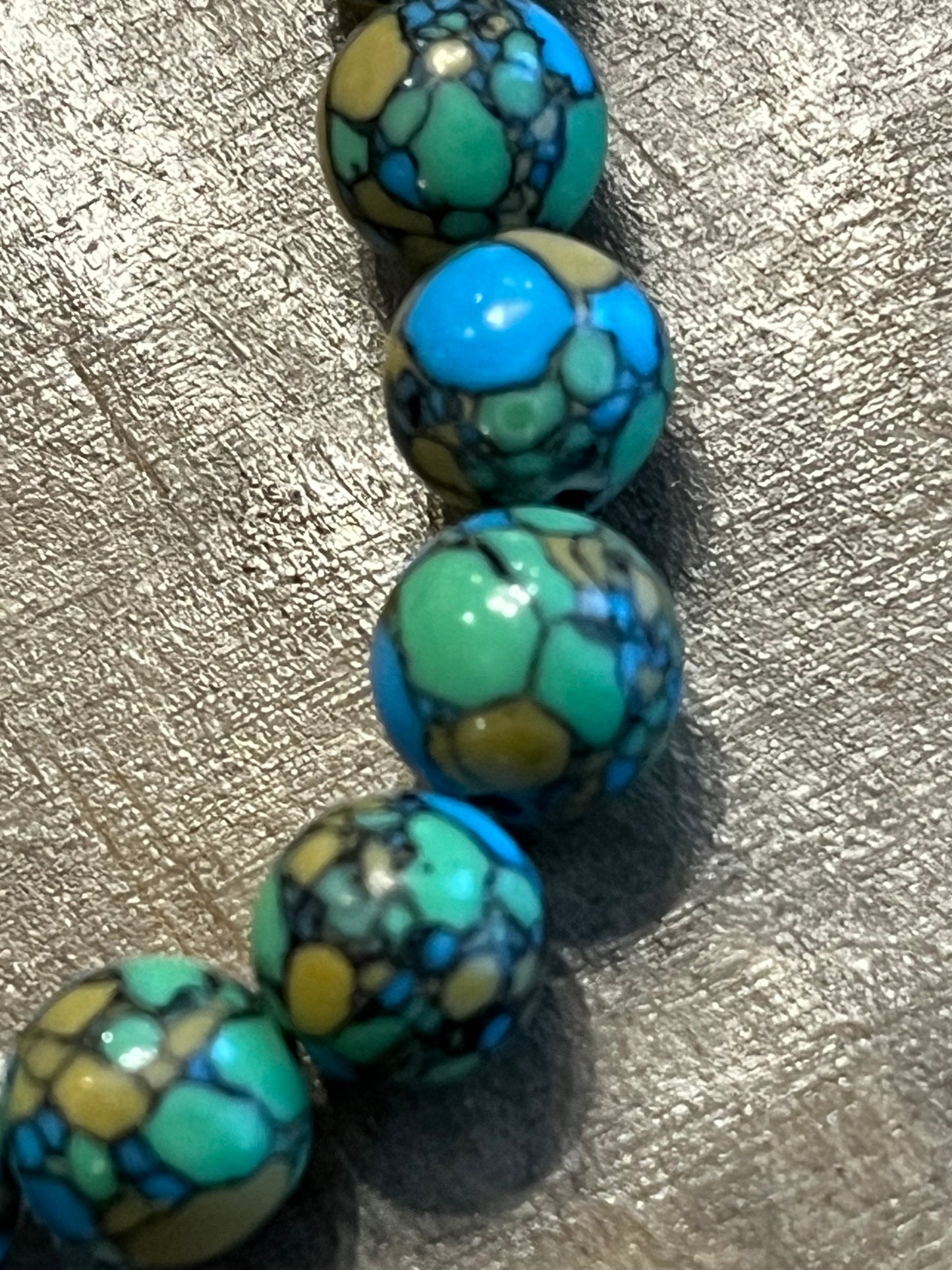 Yellow/Green/Blue Matrix Jasper Beaded Bracelet