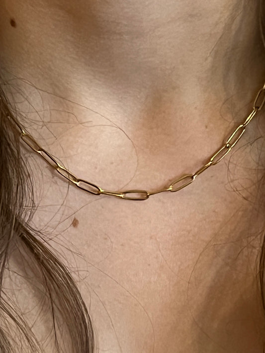 18K Gold Plated Paperclip Design Necklace