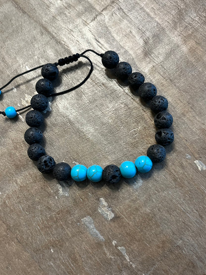 Lava rock and turquoise bead bracelet