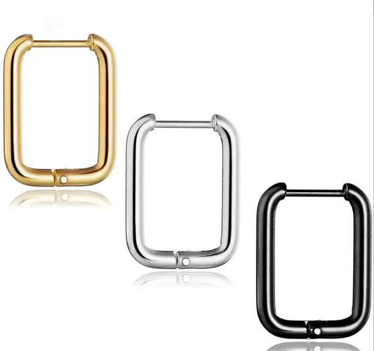 Gorgeous 14K Gold Plated Rectangle Huggie Hoop Earrings