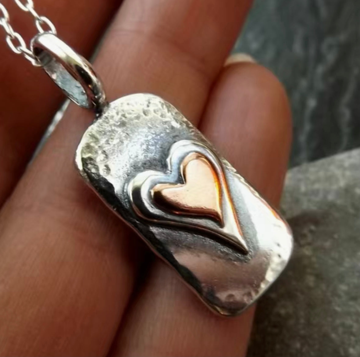 Retro Heart Silver pendant and necklace