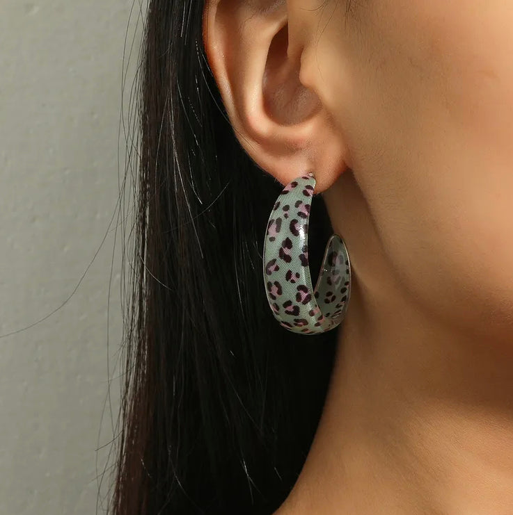 Leopard print hoop earrings