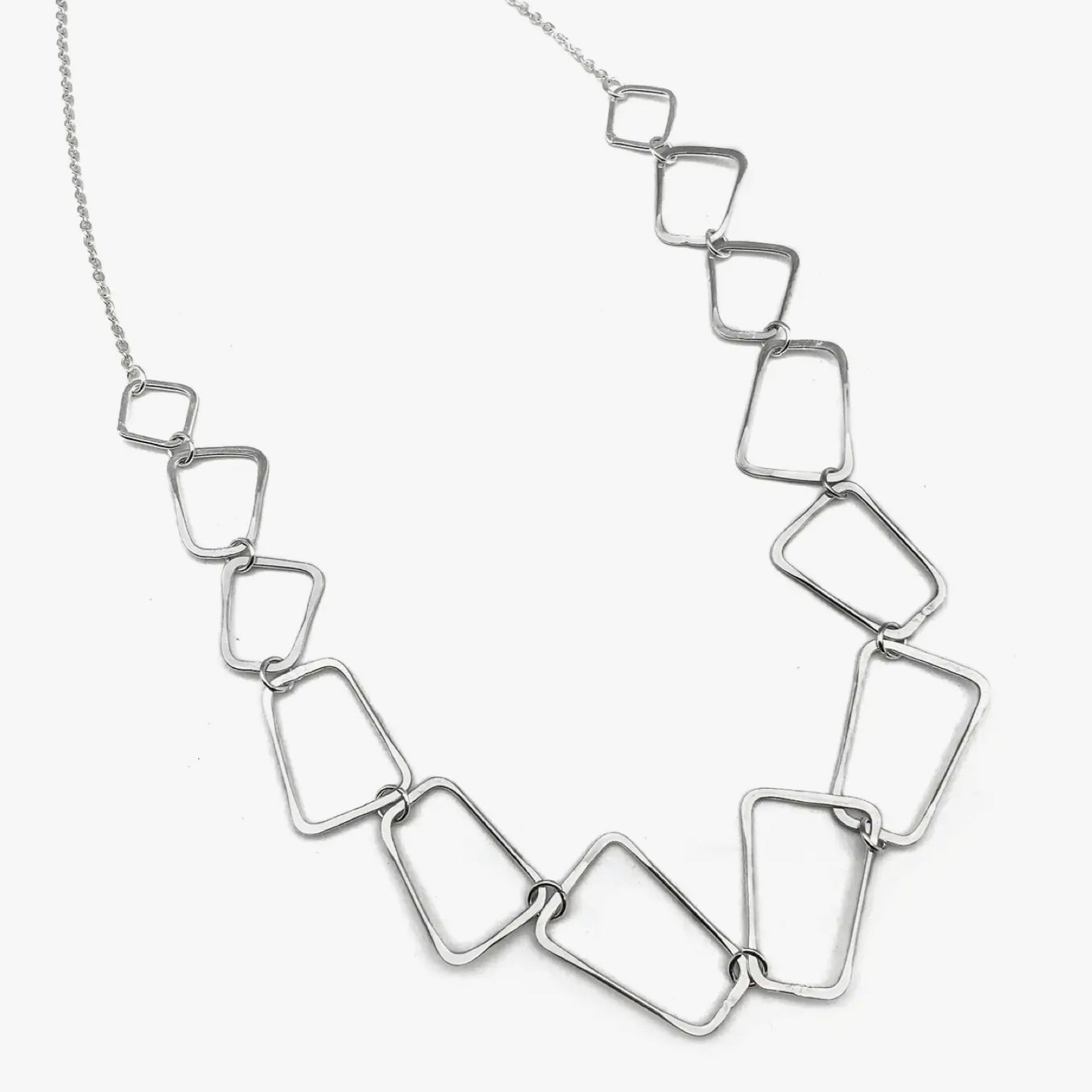 Silver Plated Necklace - Long Trapezoid Links