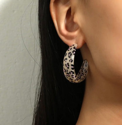 Leopard print hoop earrings