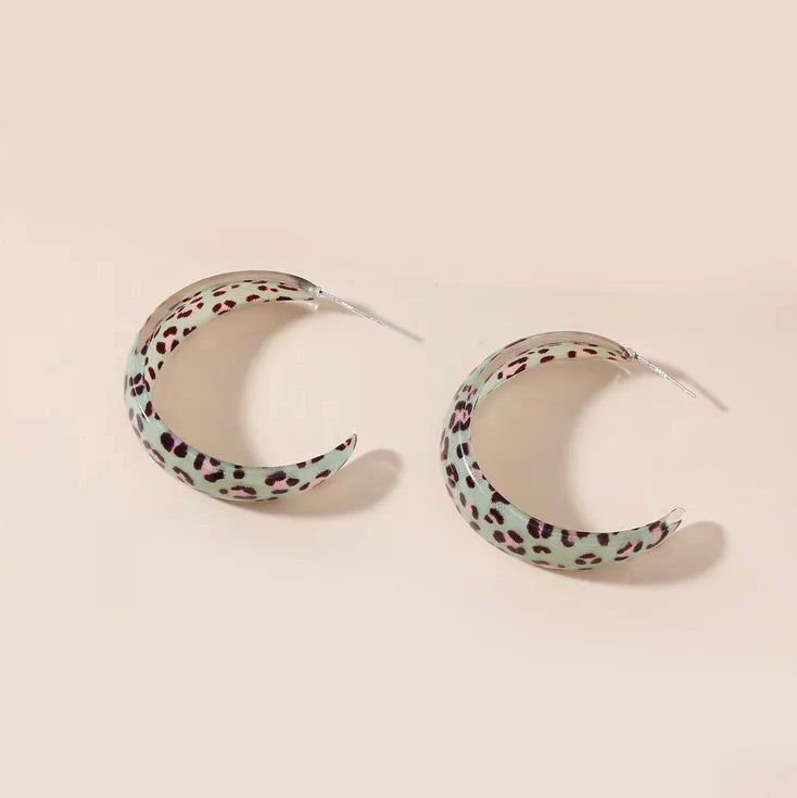 Leopard print hoop earrings