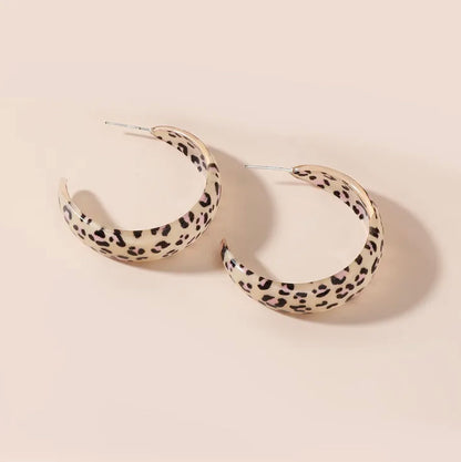 Leopard print hoop earrings