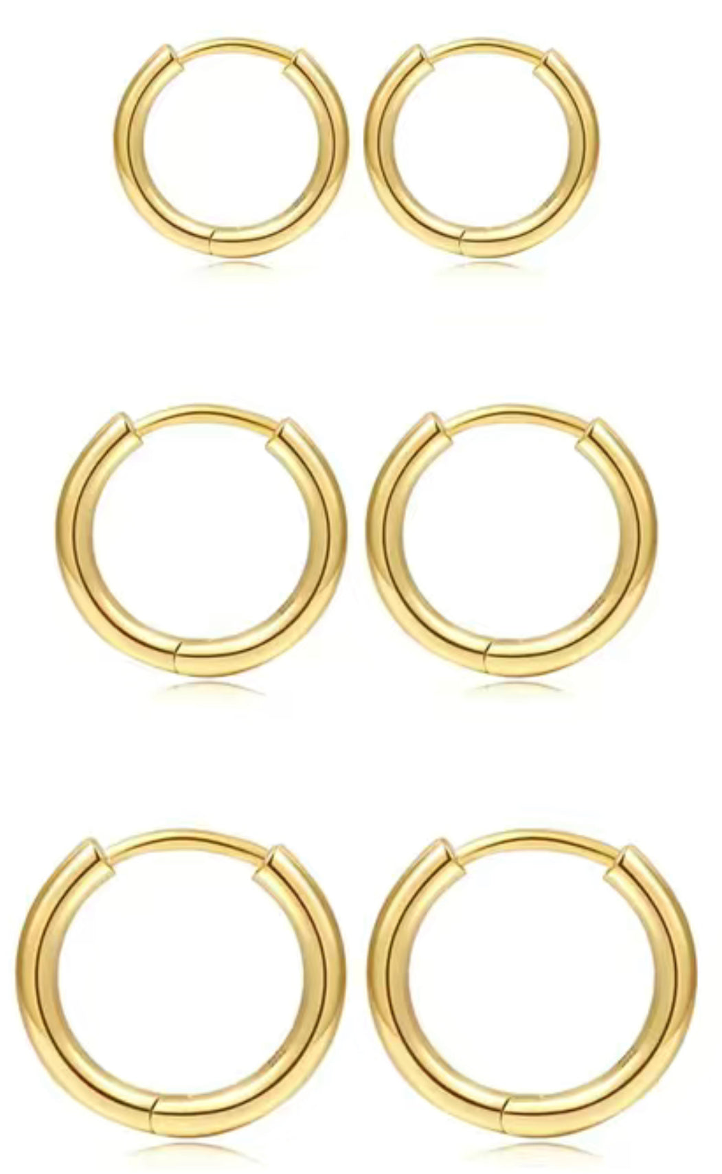 Simple and Elegant light 14k Gold Plated Huggie Earrings --3 sizes -  inside diameter - 8mm, 10mm, 12mm