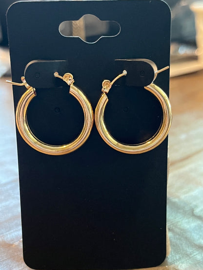 Gold Hollow Tube Hoop Earrings