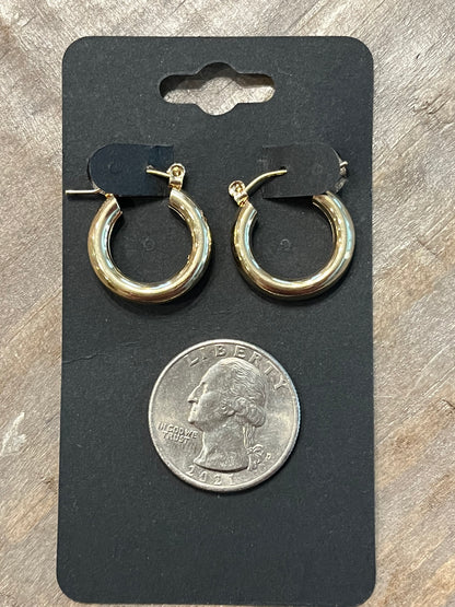 Gold Hollow Tube Hoop Earrings