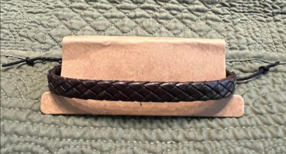 Brown leather braided bracelet - unisex