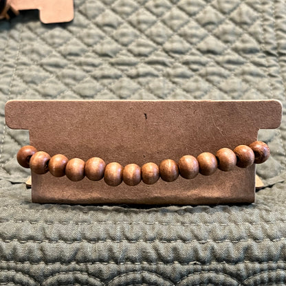 Wood round beaded bracelet