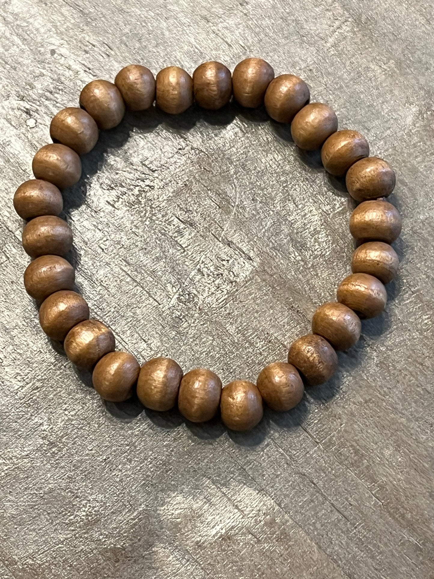 Wood round beaded bracelet