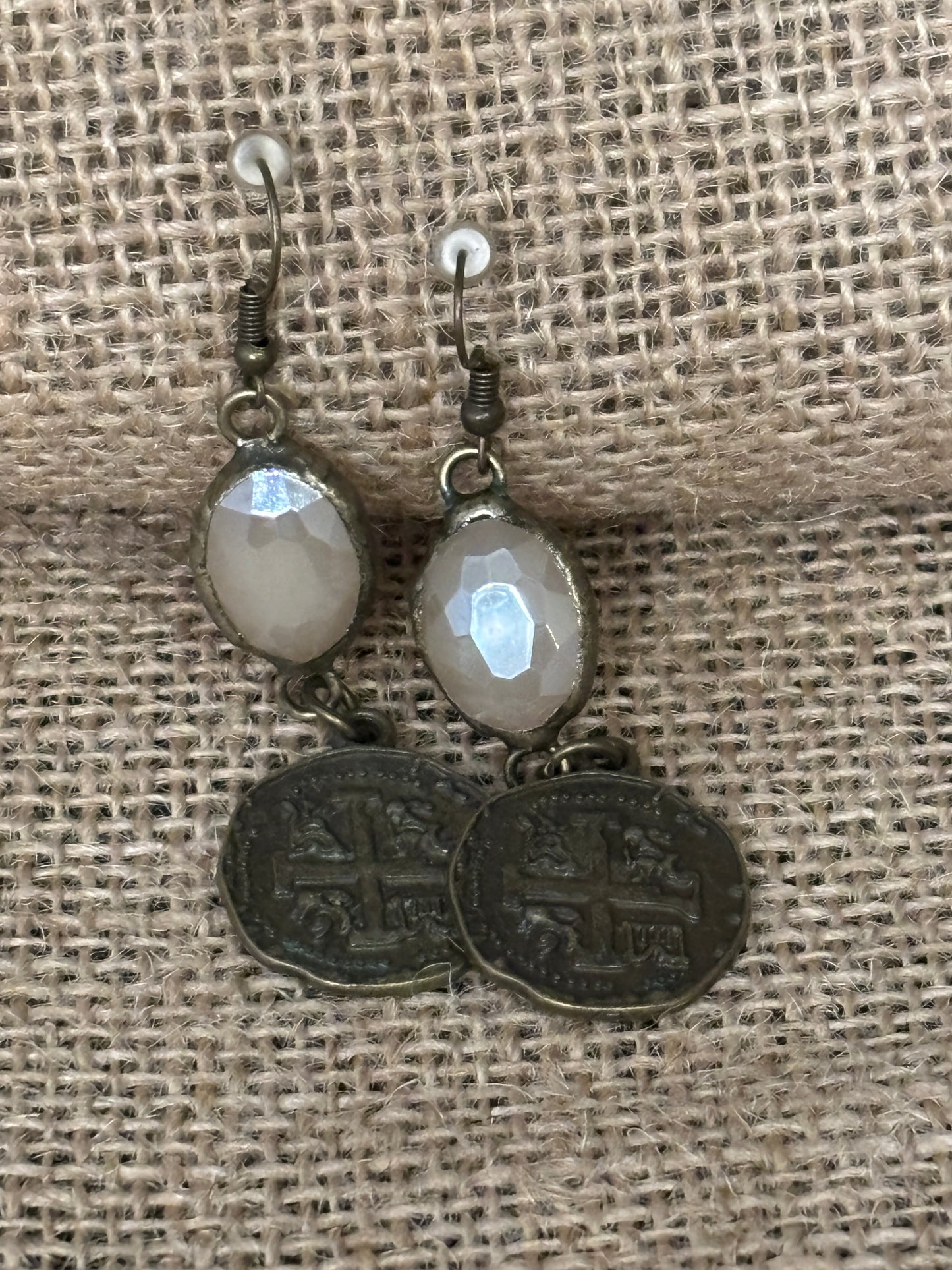 Bronze Gold Coin Medallion Earrings