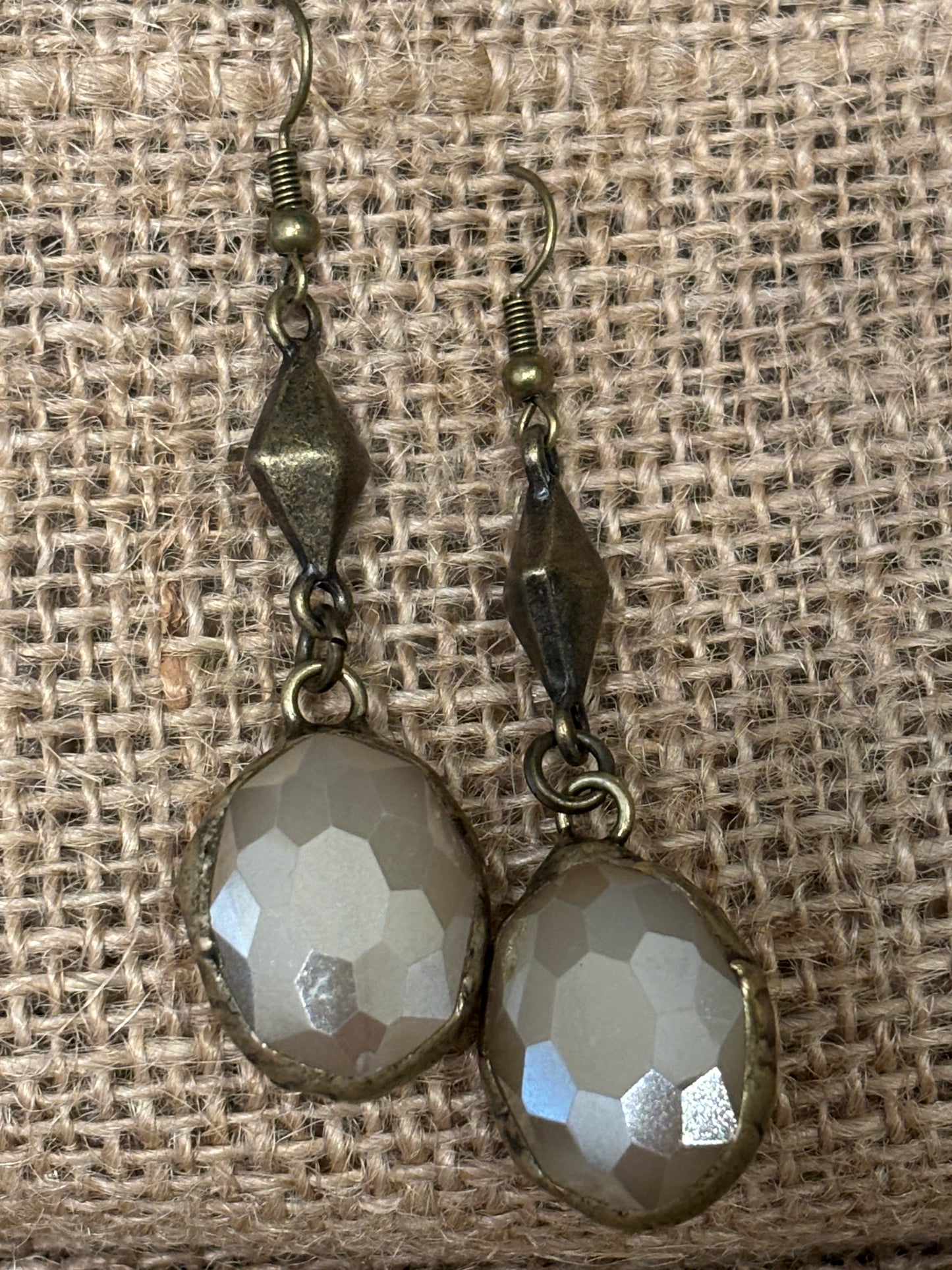 Opaque Oval Crystal Dangle Earrings