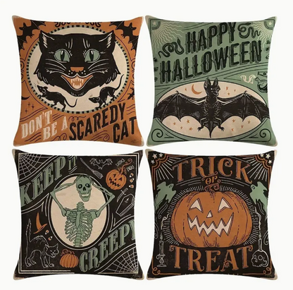 Linen blend Victorian Halloween throw pillow cover