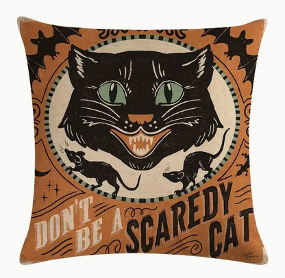 Linen blend Victorian Halloween throw pillow cover