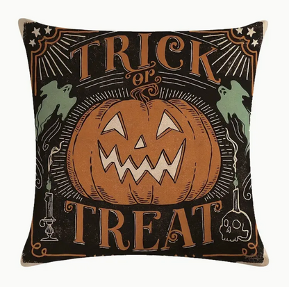 Linen blend Victorian Halloween throw pillow cover