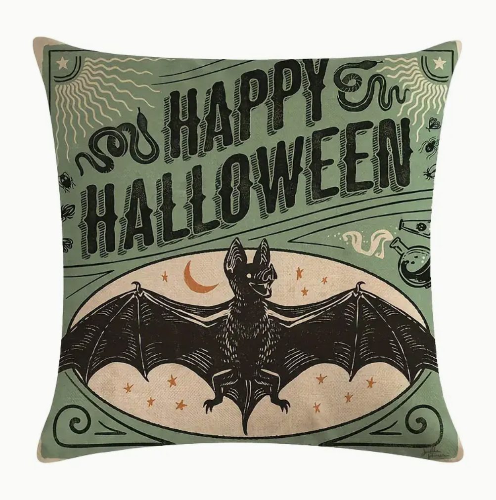 Linen blend Victorian Halloween throw pillow cover