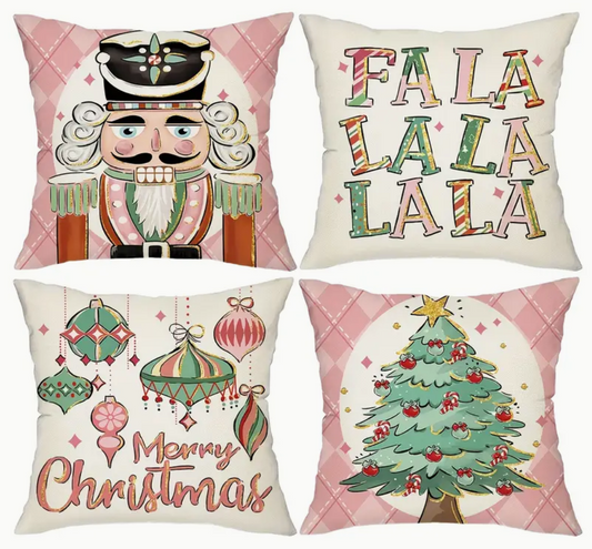 Christmas Pillow Cover - Pink X-mas