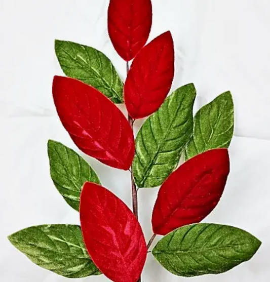 XMAS 25in Red and Green Magnolia Leaf Pick