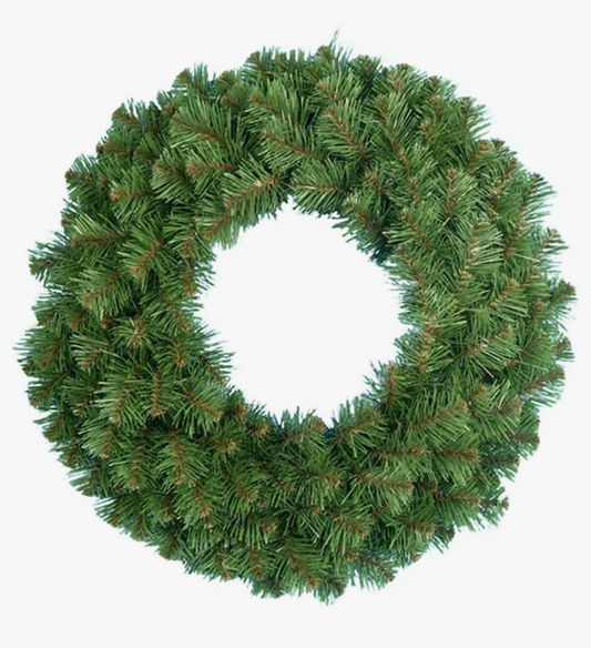 XMAS - 24in v. pine wreath unlit