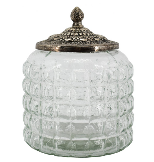 Glass Storage Jar W/Metal Lid