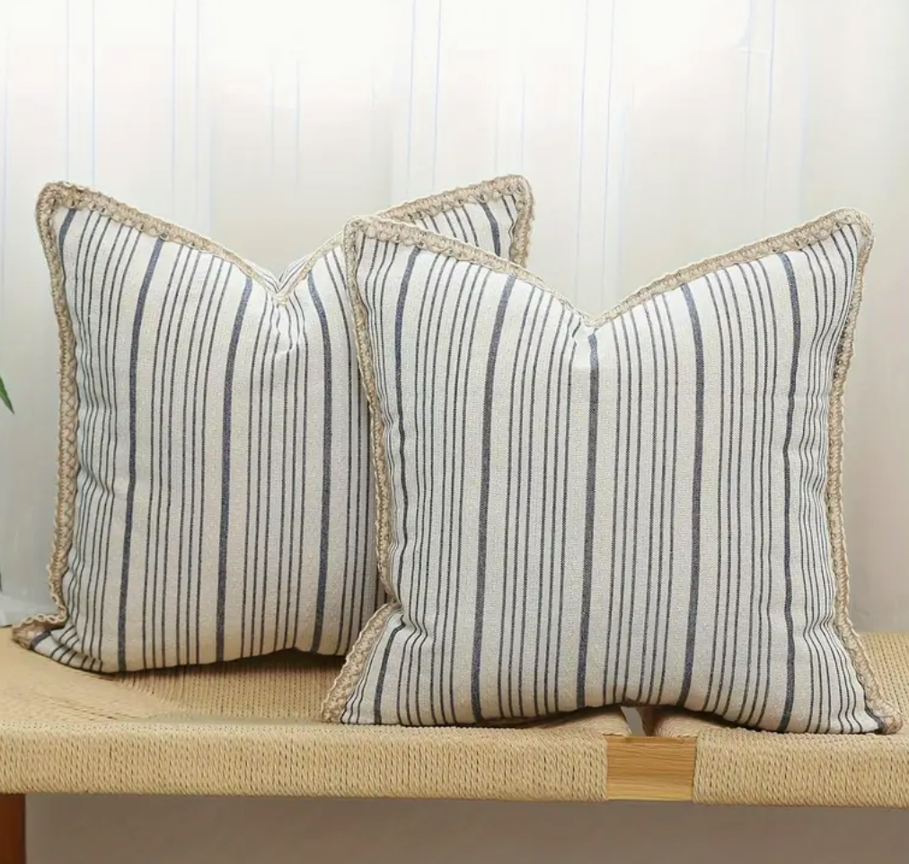 Striped Linen Throw Pillow