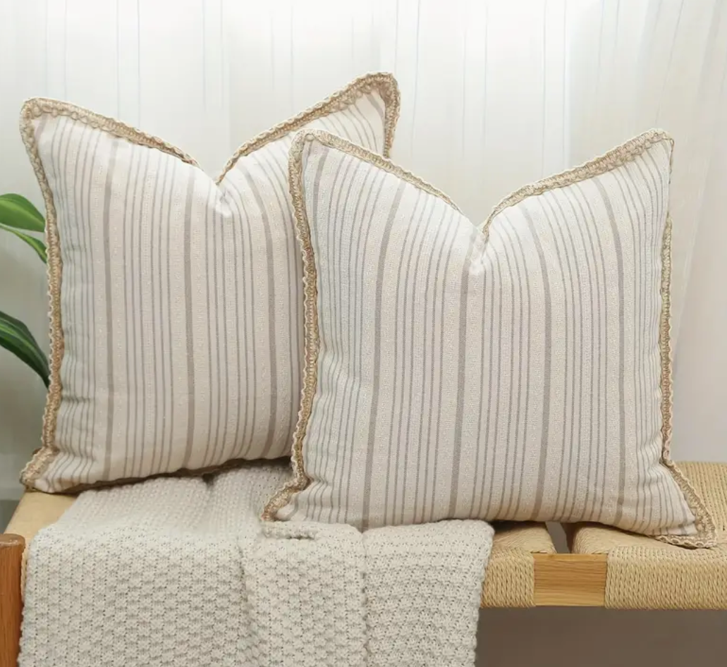 Striped Linen Throw Pillow