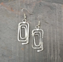 Silver Plated Rectangle Earrings