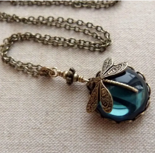 Dragonfly gem necklace