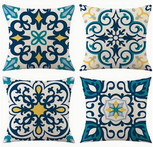 Teal Mandala Pillow Covers