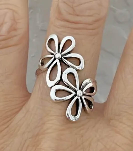 Silver Daisy Wrap Ring