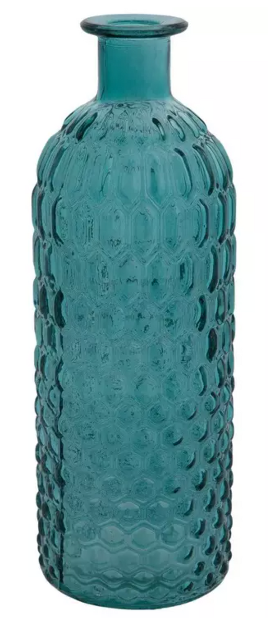 Blue Hexagon Glass Vase