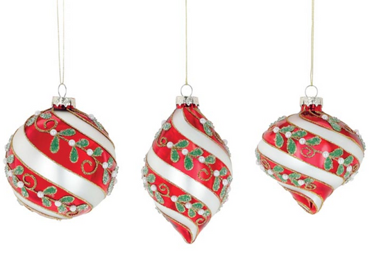 Red and Silver Swirl Ornament