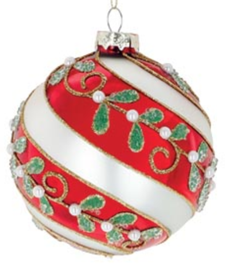 Red and Silver Swirl Ornament