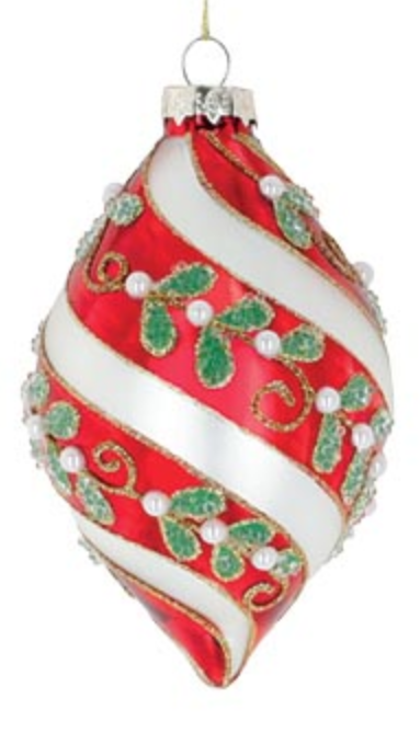 Red and Silver Swirl Ornament