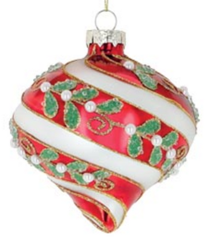 Red and Silver Swirl Ornament