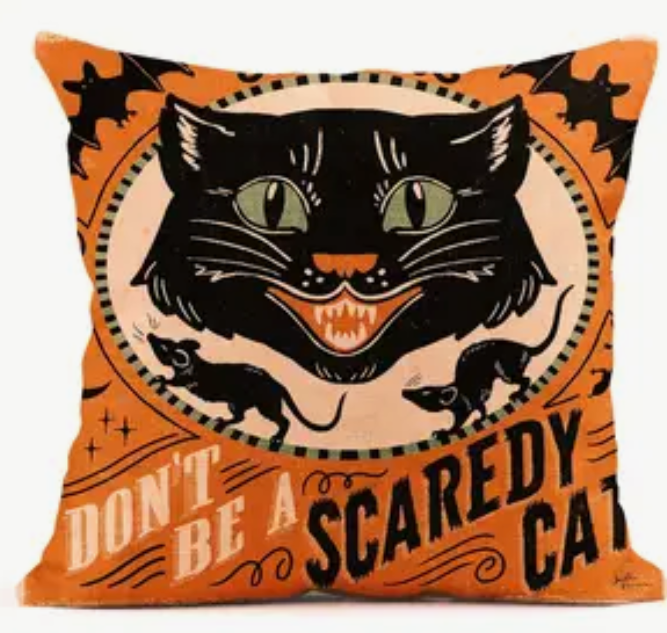 Linen blend Victorian Halloween throw pillow cover