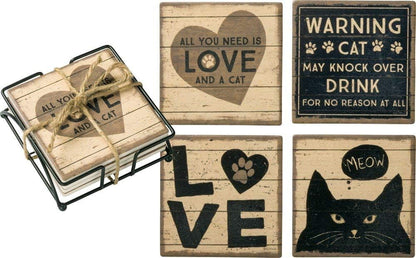 All You Need Is Love And A Cat Coaster Set