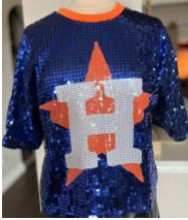 Astros Inspired Crop Sequins