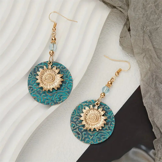 Boho Sunflower Drop Earrings